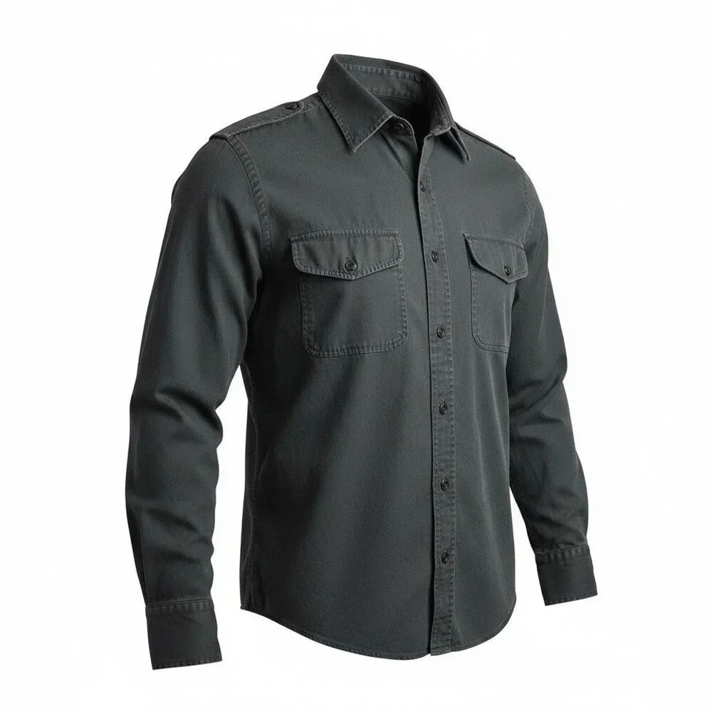 Gucci by Tom Ford Black Vintage Military Classic Button Up Shirt Men’s Size 42